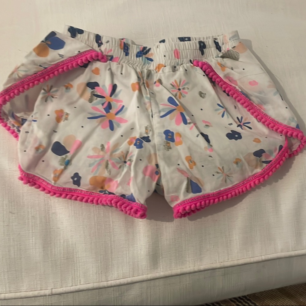 White and Pink Nautical Print Shorts